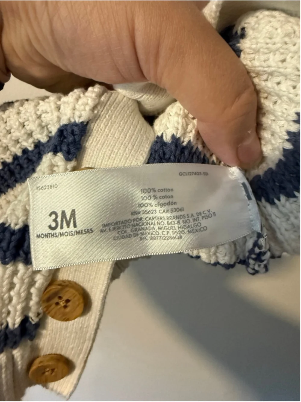 Baby B’gosh 100% Cotton Striped Sweater 3 months